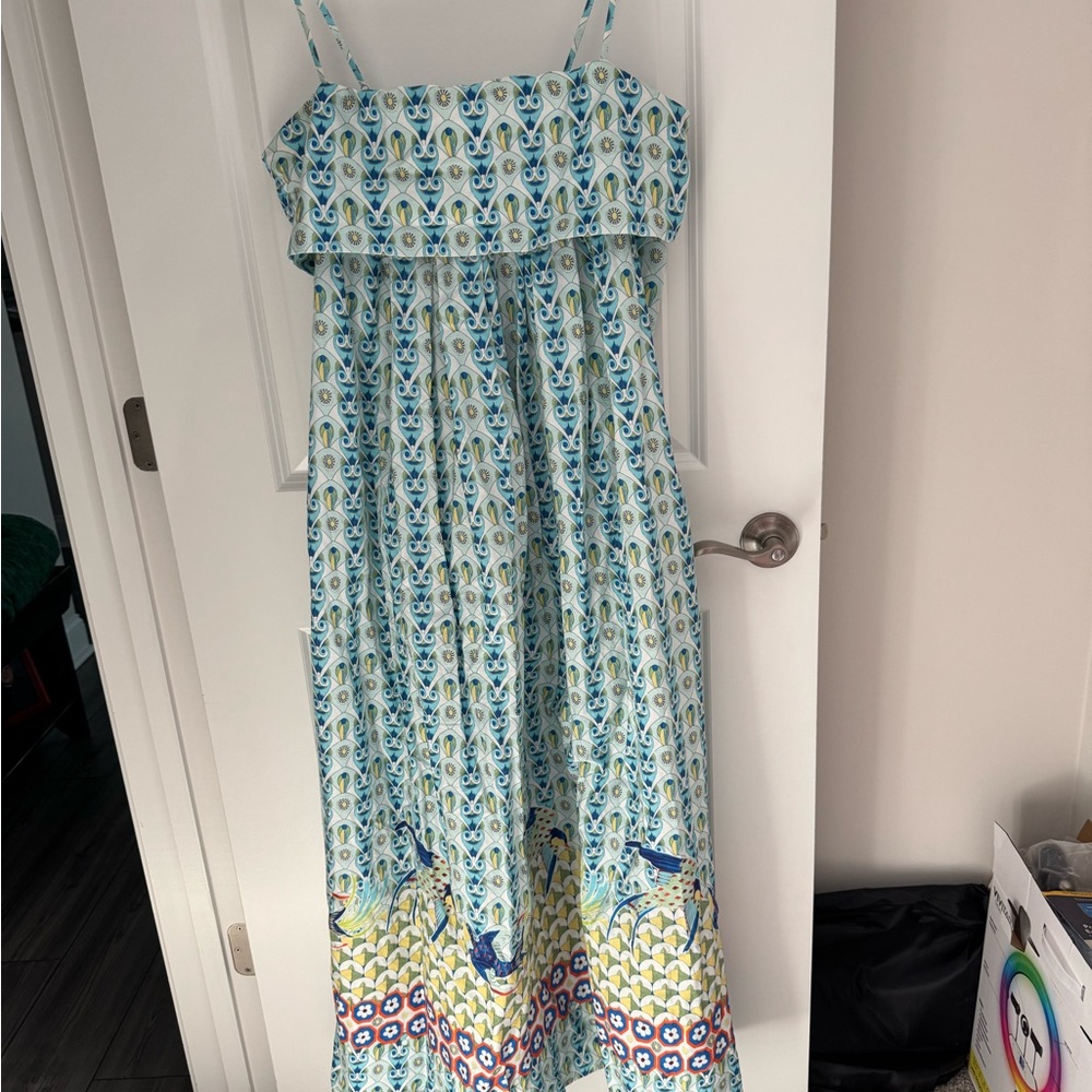 Anthropologie Floral Blue and Green Dress - Picture 5 of 10